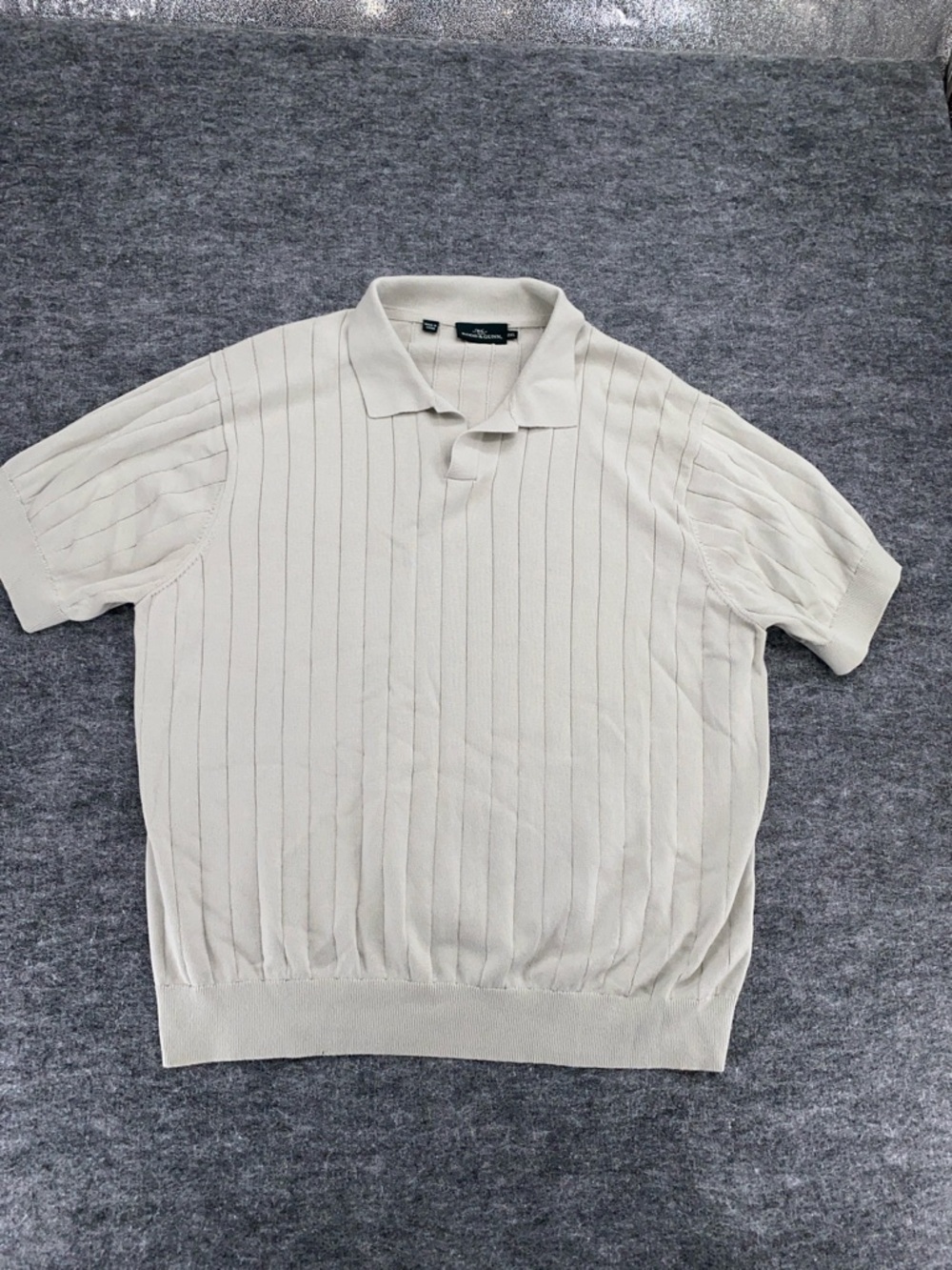 Rodd & Gunn Knit Polo Shirt Beige Ribbed Short Sleeve Cotton Size 2XL - Picture 2 of 8